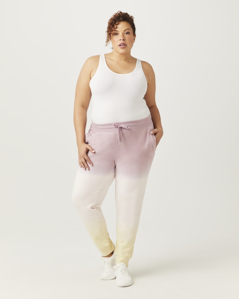 Plus size model with rectangle body shape wearing Jenny Ombre Jogger by Marc NY | Dia&Co | dia_product_style_image_id:153511